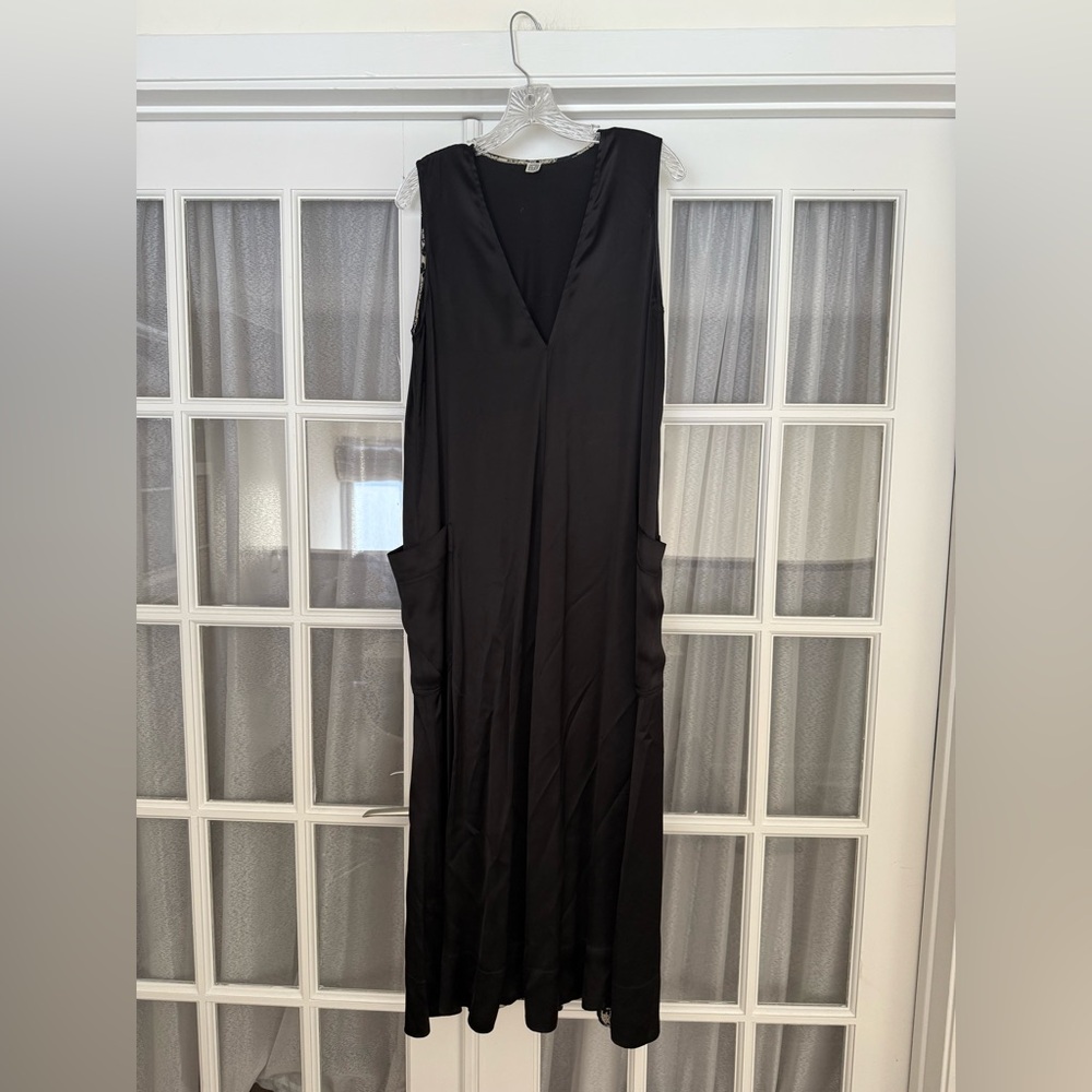Toteme Black Satin Sleeveless Maxi Dress